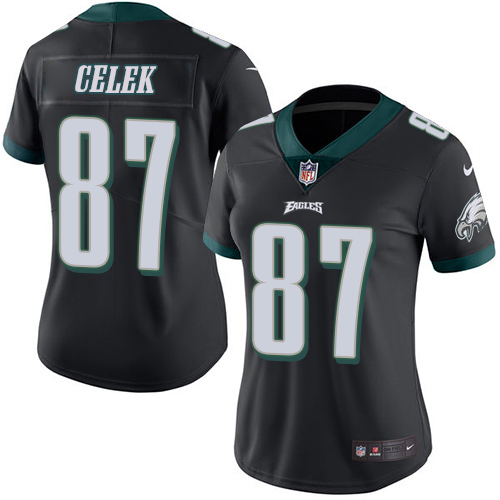 Women's Limited Brent Celek Nike Jersey Black - #87 Rush NFL Philadelphia Eagles